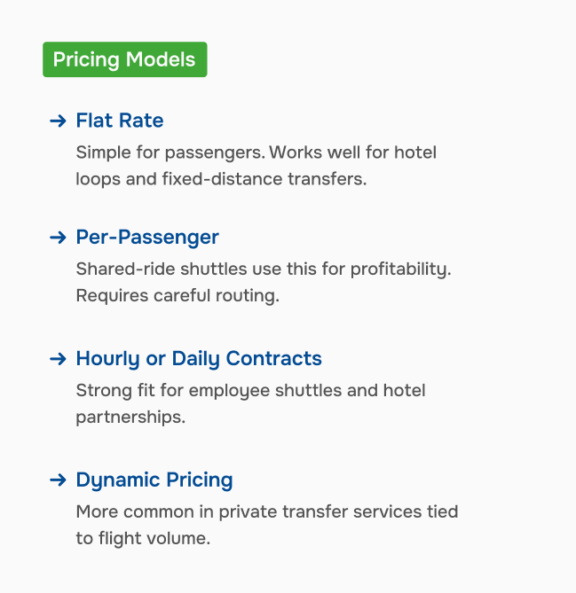 airport shuttle pricing models